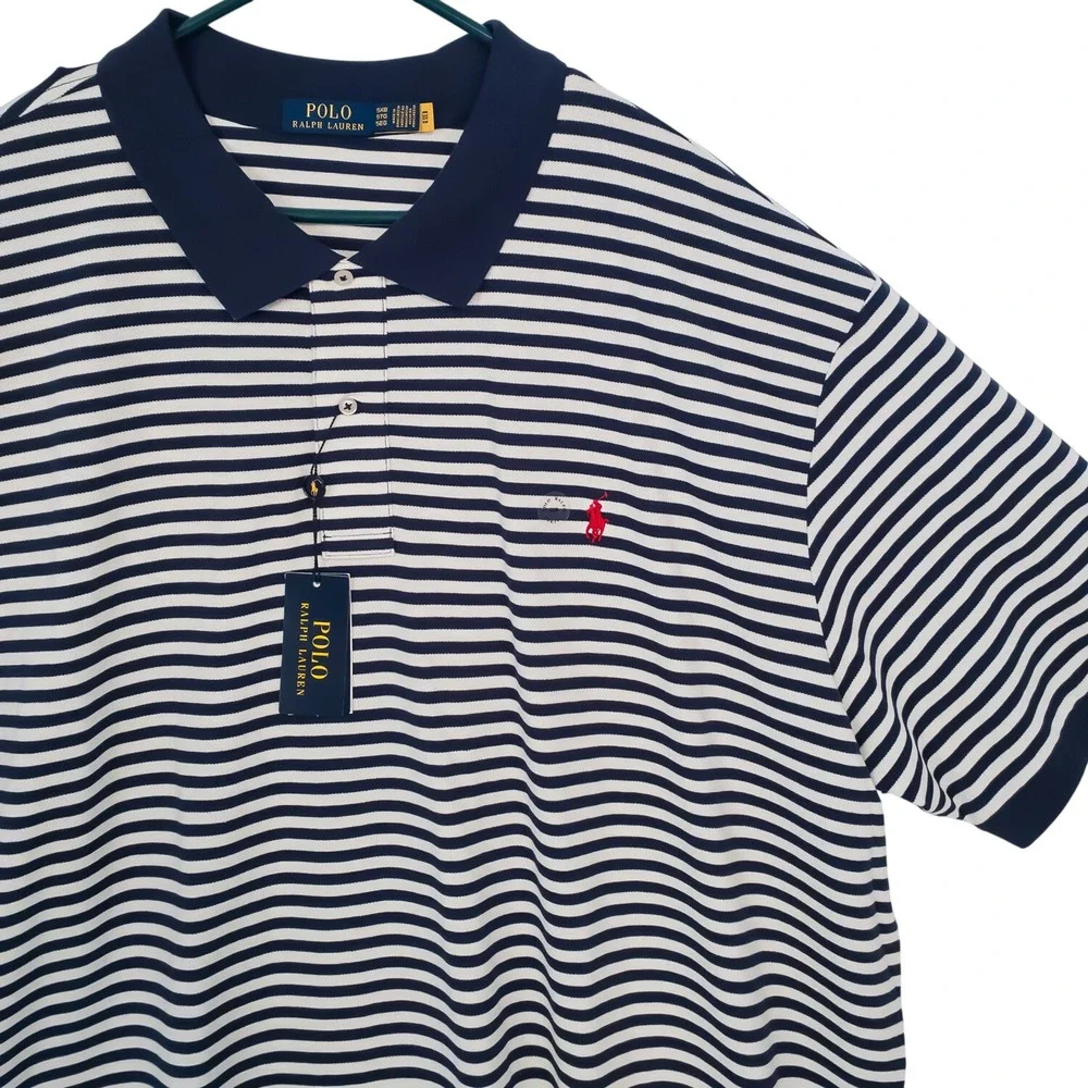 Polo Ralph Lauren Button-Down Mens 5XB Navy White Striped M Classics Cotton